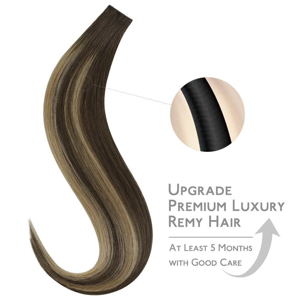 Invisi Edge Tape in Hair Extensions Human Hair, 14 Inch 50g 20pcs Balayage Choco - Picture 5 of 9